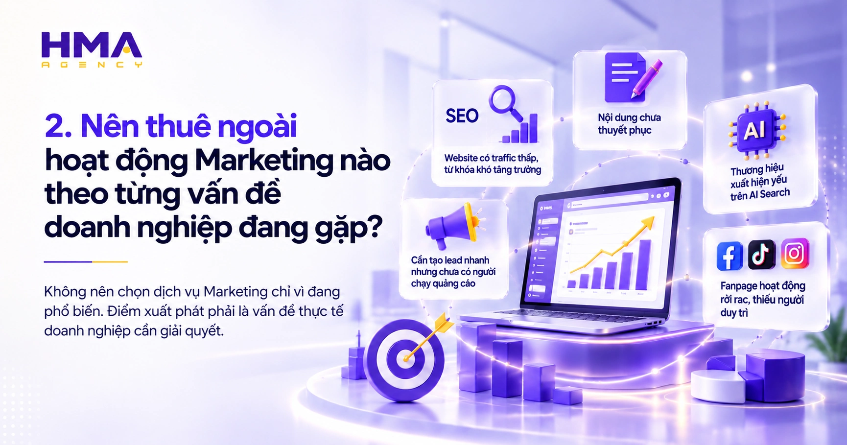 Nên thuê ngoài hoạt động Marketing nào theo từng vấn đề doanh nghiệp đang gặp